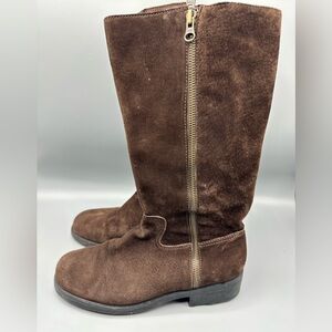 Eddie Bauer Zipper Boots brown Suede Leather Womens size 8 Made in Brazil
